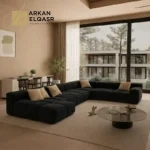 كنب زاوية فخم بطابع أوروبي – تصميم شيك بمساحة واسعة – تنجيد ناعم وهيكل متين