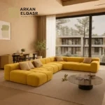 كنب زاوية فخم بطابع أوروبي – تصميم شيك بمساحة واسعة – تنجيد ناعم وهيكل متين