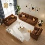 غيّر لون القماش أو المفرش في الصورة إلى (----) فقط، مع الحفاظ على جميع التفاصيل الأخرى كما هي تمامًا، بما في ذلك شكل الأثاث، النقوش، نوع الخشب، الظلال، الإضاءة، الخلفية، والإكسسوارات. يجب أن يبدو التعديل طبيعي وواقعي جدًا وكأن اللون الجديد هو اللون الأصلي في الصورة. لا تقم بتغيير أو تعديل أي عنصر آخر في التصميم، وحافظ على ملمس القماش وتدرجات الإضاءة والظل عليه.