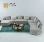 كنب زاوية فخم على الطراز الأوروبي – تصميم عصري مريح – قماش ناعم – قاعدة خشبية متينة – ألوان متعددة