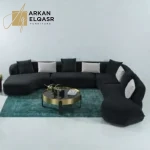 كنب زاوية فخم على الطراز الأوروبي – تصميم عصري مريح – قماش ناعم – قاعدة خشبية متينة – ألوان متعددة