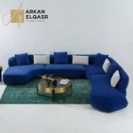 كنب زاوية فخم على الطراز الأوروبي – تصميم عصري مريح – قماش ناعم – قاعدة خشبية متينة – ألوان متعددة