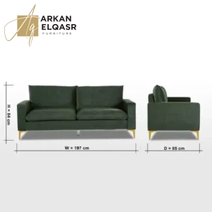 كنبة ثلاثية مخملية بتصميم دوريا