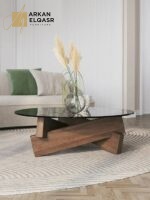 طاولة قهوة خشبية بتصميم قاعدة حديثة