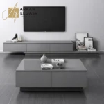 طاولة تلفاز مع طاولة قهوة بتصميم حديث