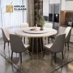 طاولة رخامية دوارة بتصميم ايطالي فريد