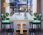 طاولة طعام مستطيلة رخامية بتصميم حديث