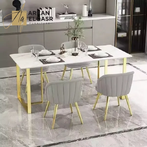 طاولة طعام مستطيلة حديثة من الرخام