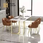 طاولة طعام مستطيلة حديثة من الرخام