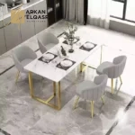 طاولة طعام مستطيلة حديثة من الرخام