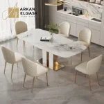 طاولة طعام مستطيلة من الرخام