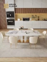 طاولة طعام مستطيلة من الرخام