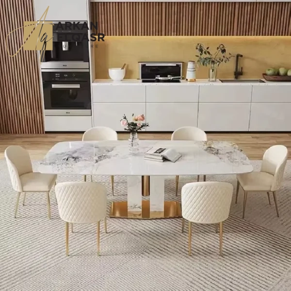 طاولة طعام مستطيلة من الرخام