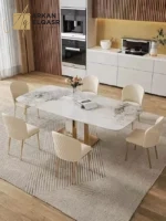 طاولة طعام مستطيلة من الرخام