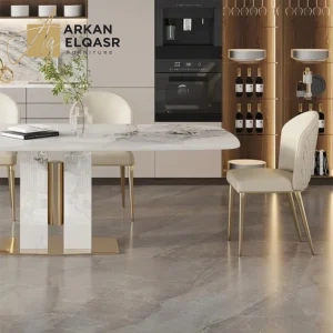 طاولة طعام مستطيلة من الرخام