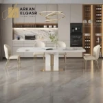 طاولة طعام مستطيلة من الرخام