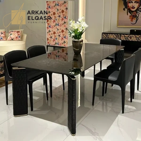 طاولة طعام بأرجل جلديه فاخره