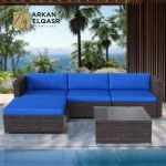 كنب زاوية خارجي بتصميم مميز – مقاوم للعوامل الجوية – وسائد مريحة وقماش عالي الجودة – مثالي للجلسات الخارجية