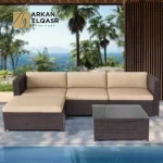 كنب زاوية خارجي بتصميم مميز – مقاوم للعوامل الجوية – وسائد مريحة وقماش عالي الجودة – مثالي للجلسات الخارجية