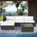 كنب زاوية خارجي بتصميم مميز – مقاوم للعوامل الجوية – وسائد مريحة وقماش عالي الجودة – مثالي للجلسات الخارجية