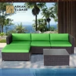 كنب زاوية خارجي بتصميم مميز – مقاوم للعوامل الجوية – وسائد مريحة وقماش عالي الجودة – مثالي للجلسات الخارجية