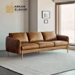 كنب مودرن جلد ثلاثي المقاعد بتصميم جورديان