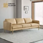 كنب مودرن جلد ثلاثي المقاعد بتصميم جورديان