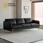 كنب مودرن جلد ثلاثي المقاعد بتصميم جورديان