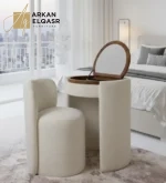 تسريحة غرفة نوم دائرية مع كرسي
