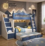سرير نوم بدورين للأطفال مع تصميم عملي