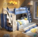 سرير نوم بدورين للأطفال مع تصميم عملي