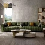 كنبة من الجلد الطبيعى الفاخر بتصميم عصرى