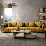 كنبة من الجلد الطبيعى الفاخر بتصميم عصرى