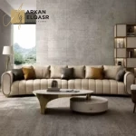 كنبة من الجلد الطبيعى الفاخر بتصميم عصرى