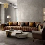 كنبة من الجلد الطبيعى الفاخر بتصميم عصرى