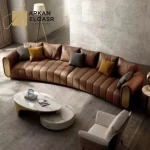 كنبة من الجلد الطبيعى الفاخر بتصميم عصرى
