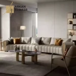 كنبة من الجلد الطبيعى الفاخر بتصميم عصرى