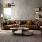 كنبة من الجلد الطبيعى الفاخر بتصميم عصرى
