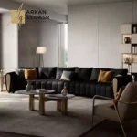كنبة من الجلد الطبيعى الفاخر بتصميم عصرى