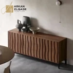 بوفيه سفرة خشبي بتصميم هندسي عصري وتفاصيل بارزة (1)