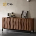 بوفيه سفرة خشبي بتصميم هندسي عصري وتفاصيل بارزة (1)