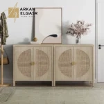 بوفيه مودرن بأبواب شبكية وتصميم هندسي أنيق