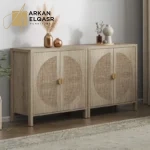 بوفيه مودرن بأبواب شبكية وتصميم هندسي أنيق