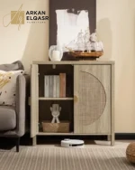 بوفيه مودرن بأبواب شبكية وتصميم هندسي أنيق