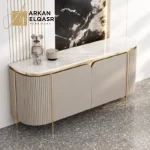 بوفيه مودرن بتصميم فاخر وسطح رخامي أنيق