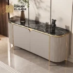 بوفيه مودرن بتصميم فاخر وسطح رخامي أنيق