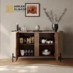 بوفيه مودرن بسطح رخامي وتصميم منحني أنيق