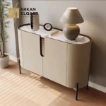 بوفيه مودرن بسطح رخامي وتصميم منحني أنيق