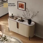 بوفيه مودرن بسطح رخامي وتصميم منحني أنيق