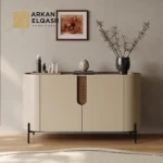 بوفيه مودرن بسطح رخامي وتصميم منحني أنيق